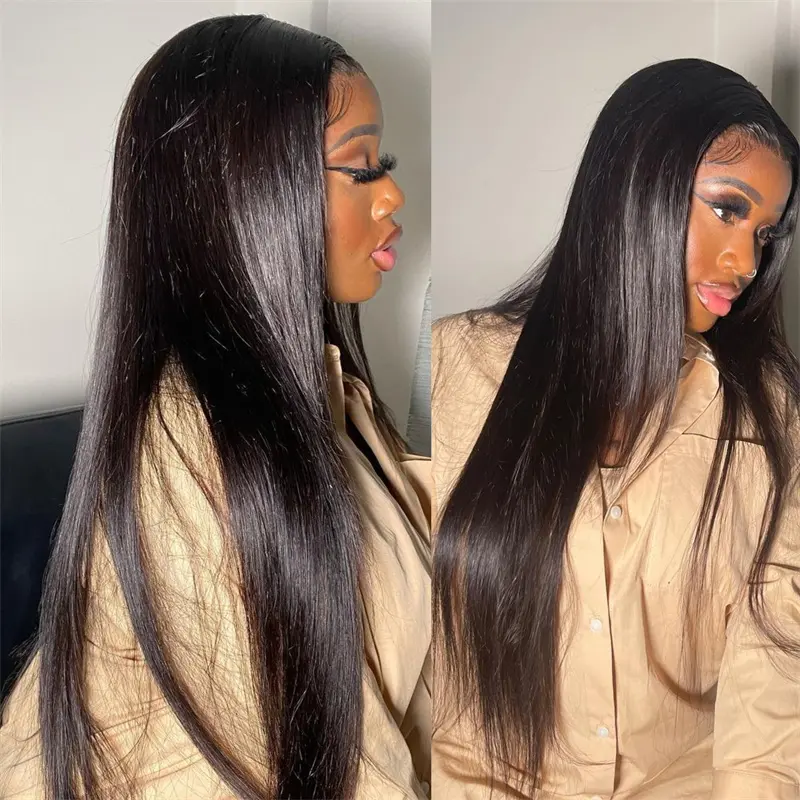 straight human hair wear and go lace wig