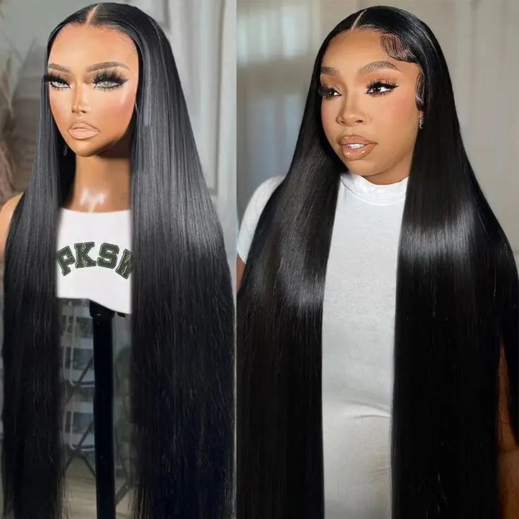 200% Silky Straight 13x4 HD Pre-bleached Knots Human Hair Lace Front Wig US Only