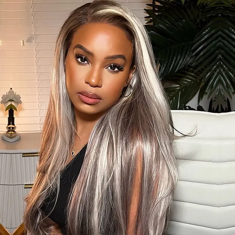 Ash Blonde 4/613 Straight Highlight Wear Go Wig 6x4 Lace Closure 180% Color Glueless Wig | BGMgirl Hair