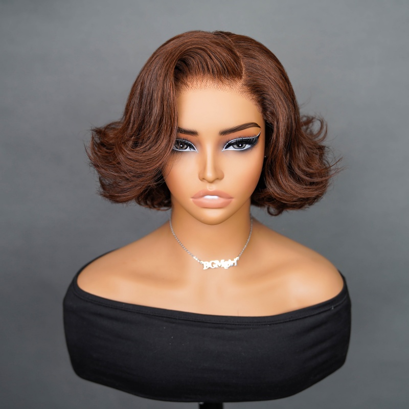 Blowout Bob 7x5 Lace Closure Wear Go Wig Yaki Straight  HD Lace Wig / Brwon Color Transparent Wig | BGMgirl Hair