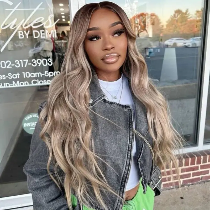 Ash Blonde 4/613 Body Wave Highlight Wear Go Wig 6x4 Lace Closure 180% Color Glueless Wig | BGMgirl Hair