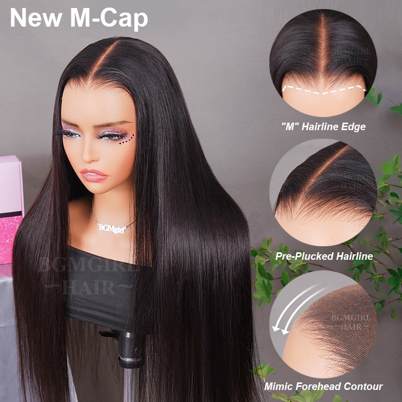 M-cap Straight 9x6 Wear Go Wig HD Lace Pre-Bleached Tiny Knots Pre ...