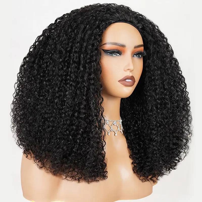 Kinky Curly 3 In 1 Half Wig Drawstring Band Wear Go Wig Invisible Hairline BGMgirl Hair