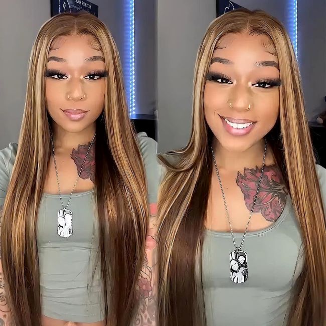 Highlight Straight Honey Blonde Lace Closure Wig | BGMgirl