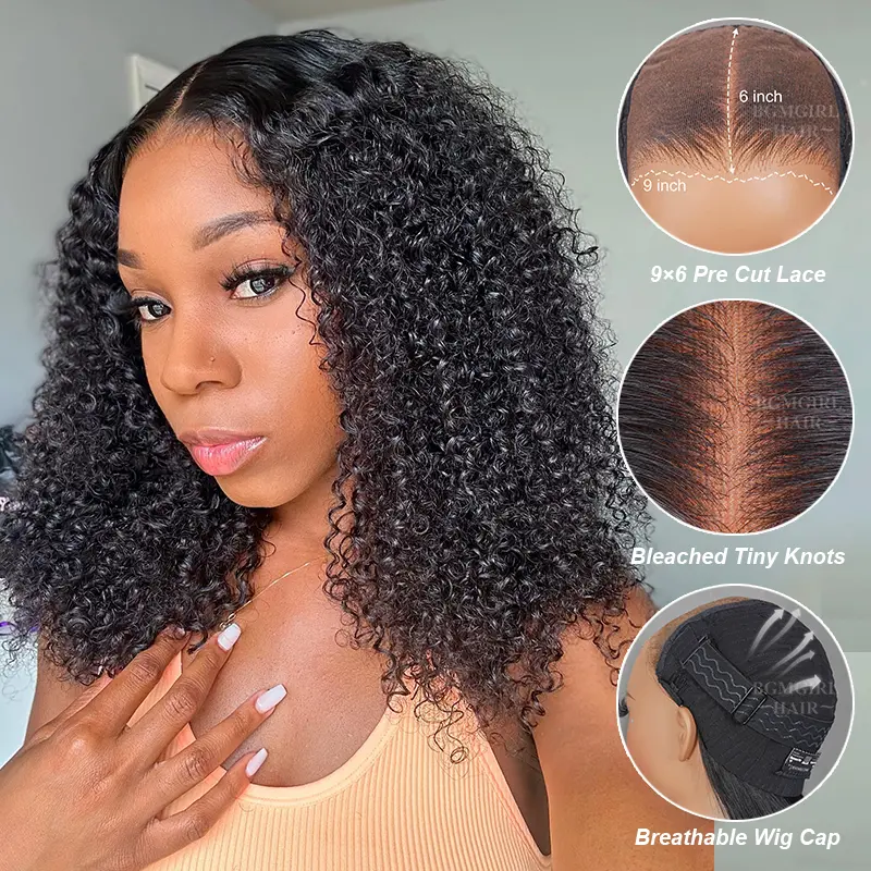 kinky curly hair wigs wear and go lace wig