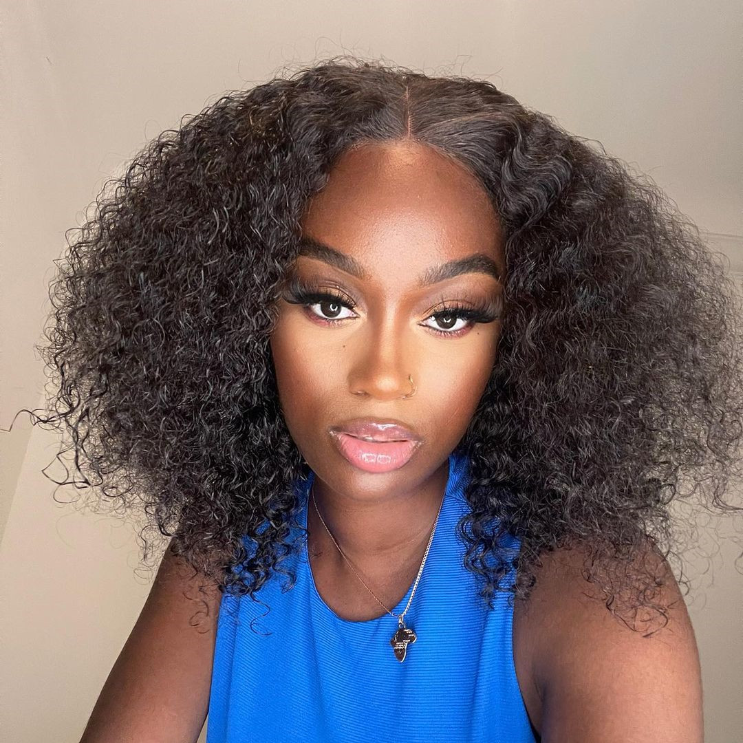 Kinky Curly Short Bob Lace Closure Wig