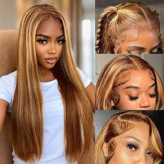 Highlight Straight Honey Blonde Colored Lace Front Wig | BGMgirl