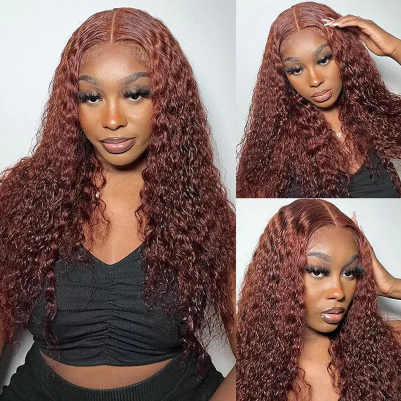 water wave wig reddish brown lace wig