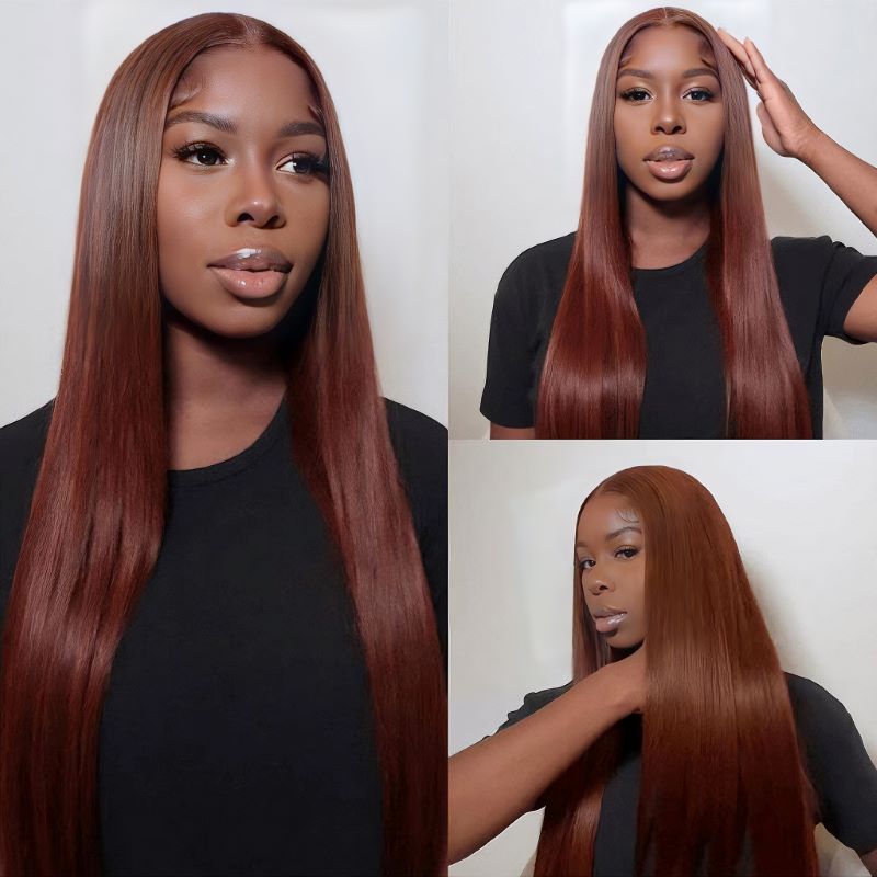 Reddish Brown Straight 6x4 Wear Go Wig 180% Color Glueless Wig US Only