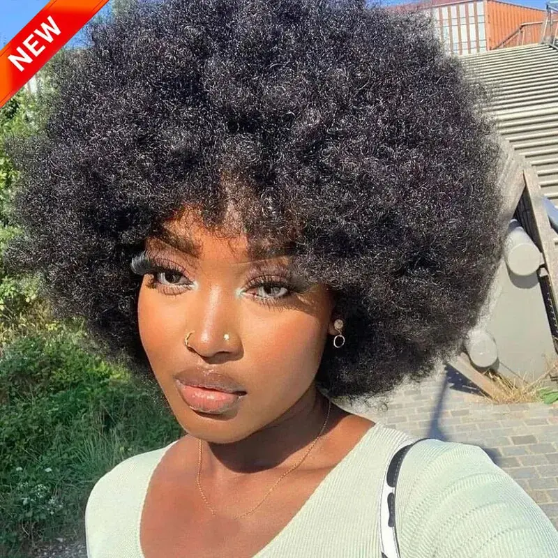 glueless wig non lace wig bangs with wig