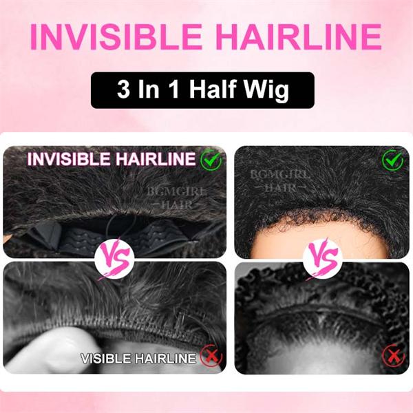 3 in 1 half wigs with invisible hairline